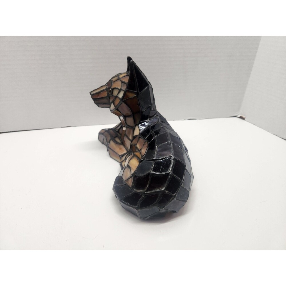 Vintage Meyda 7” Mini Tiffany Shepard Dog  Lamp Decor German Shepherd #17562 - Picture 7 of 12
